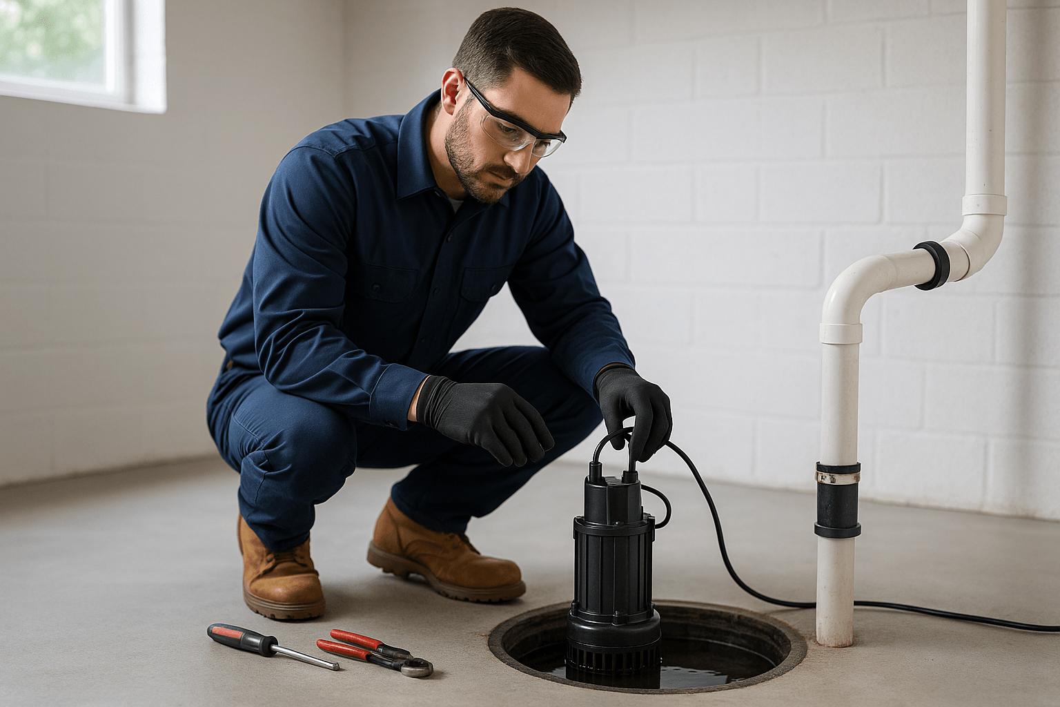 Sump pump repair and replacement by Key Waterproofing Construction