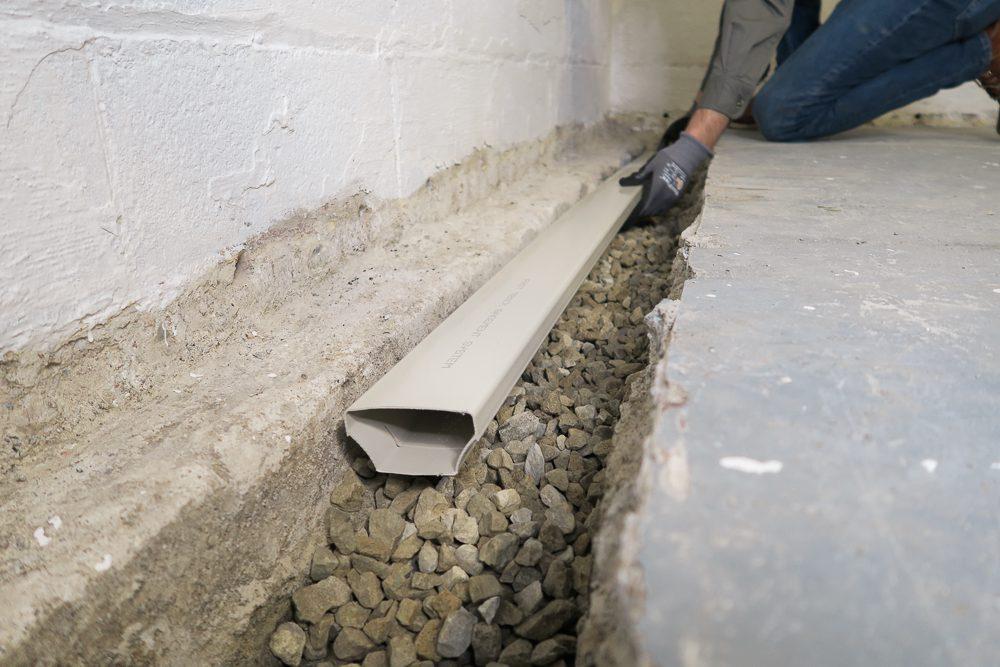 Basement drainage channel system installation